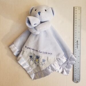 Blue Teddy Bear Security Blanket Lovey Stuffie Stuffed Animal Love Thank Heaven